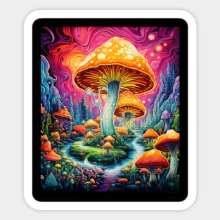 Psychedelic Mushroom Hippy Colorful Art Sticker